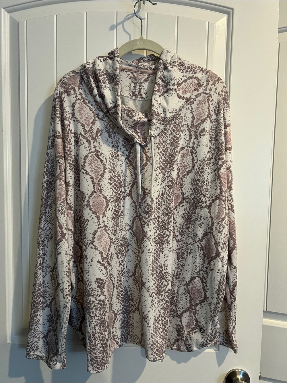 Calvin Klein Cream and Taupe Snake-Print Cowl Sweater